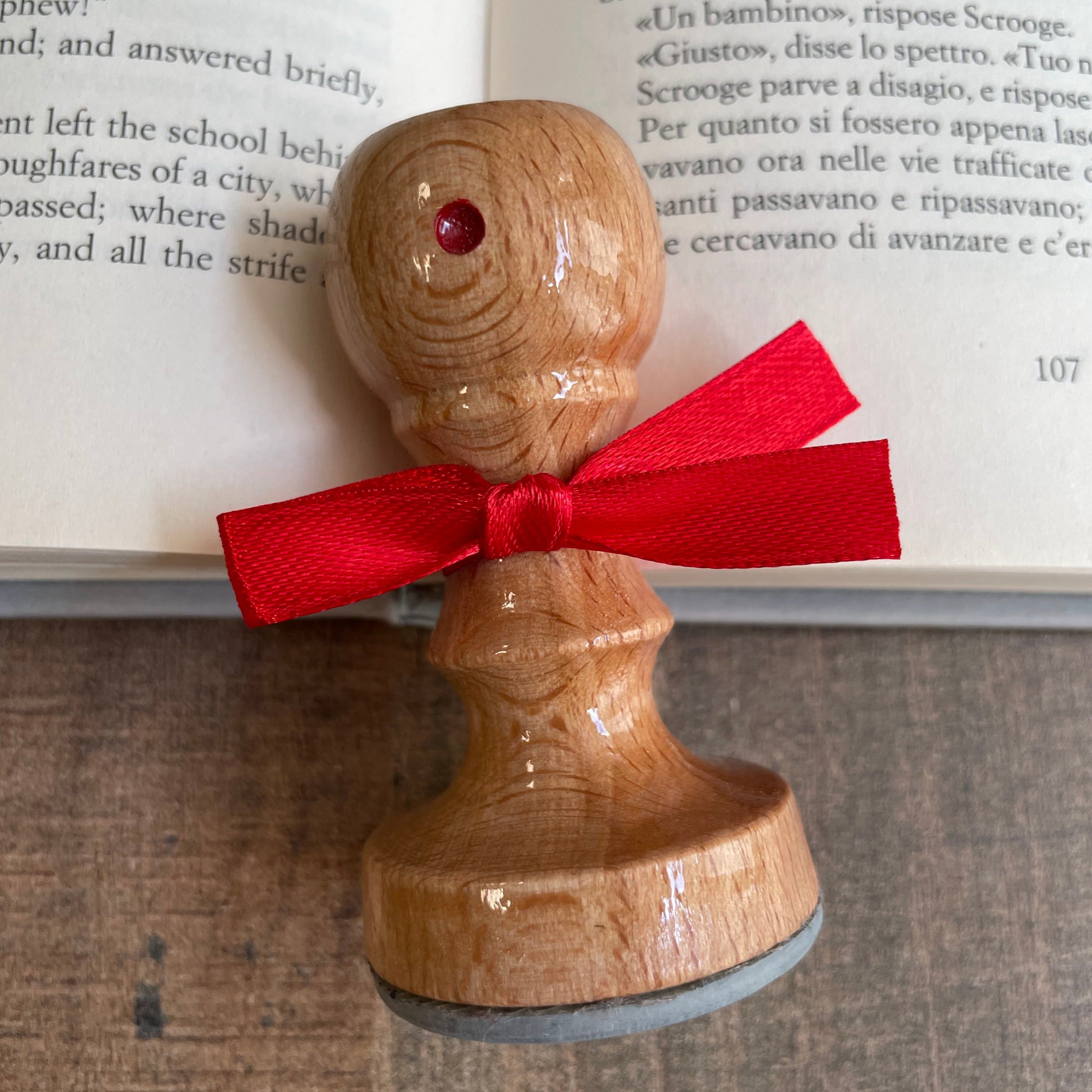 Timbro Ex Libris Quercia con Merlo - d. 40 mm