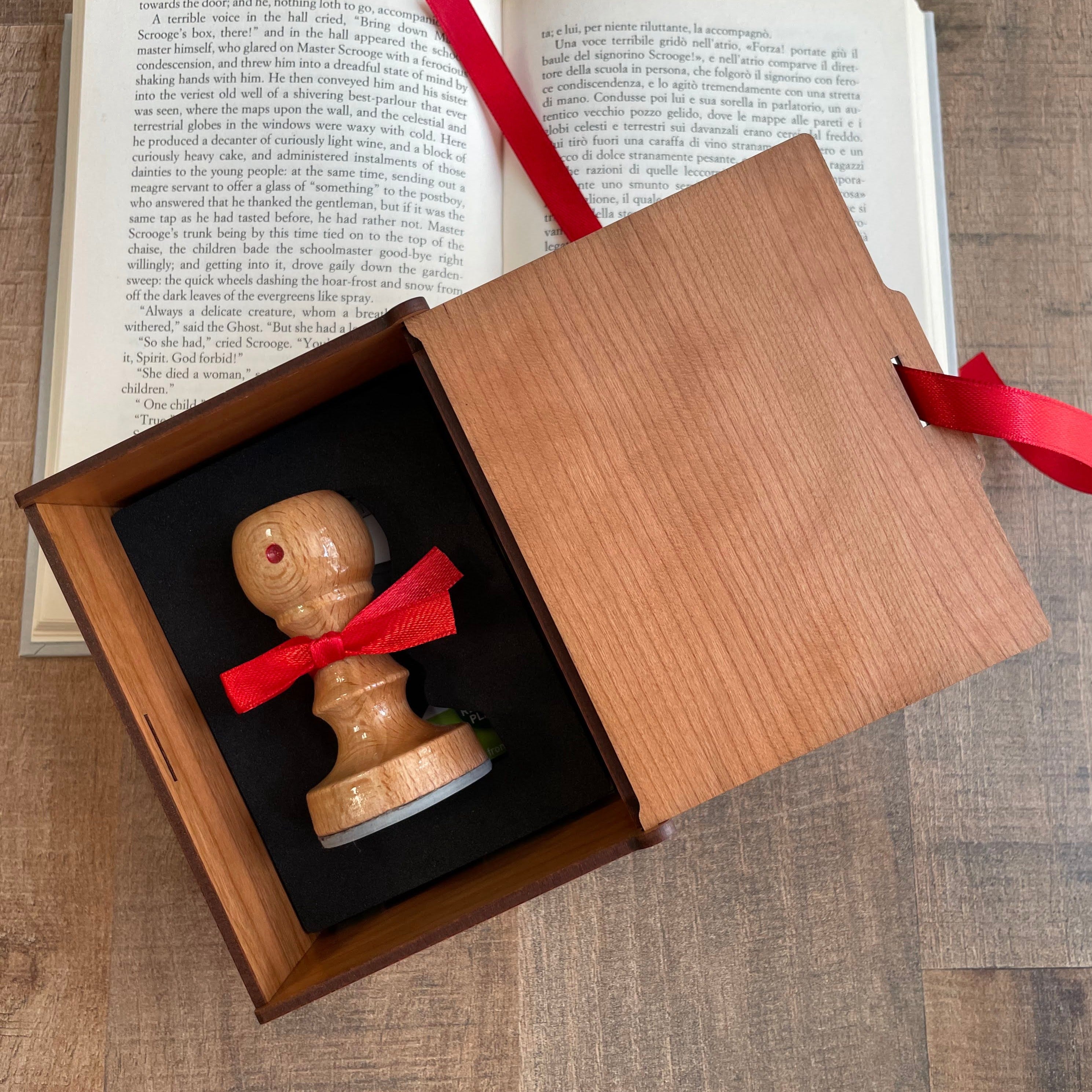 Timbro Ex Libris Quercia con Merlo - d. 40 mm