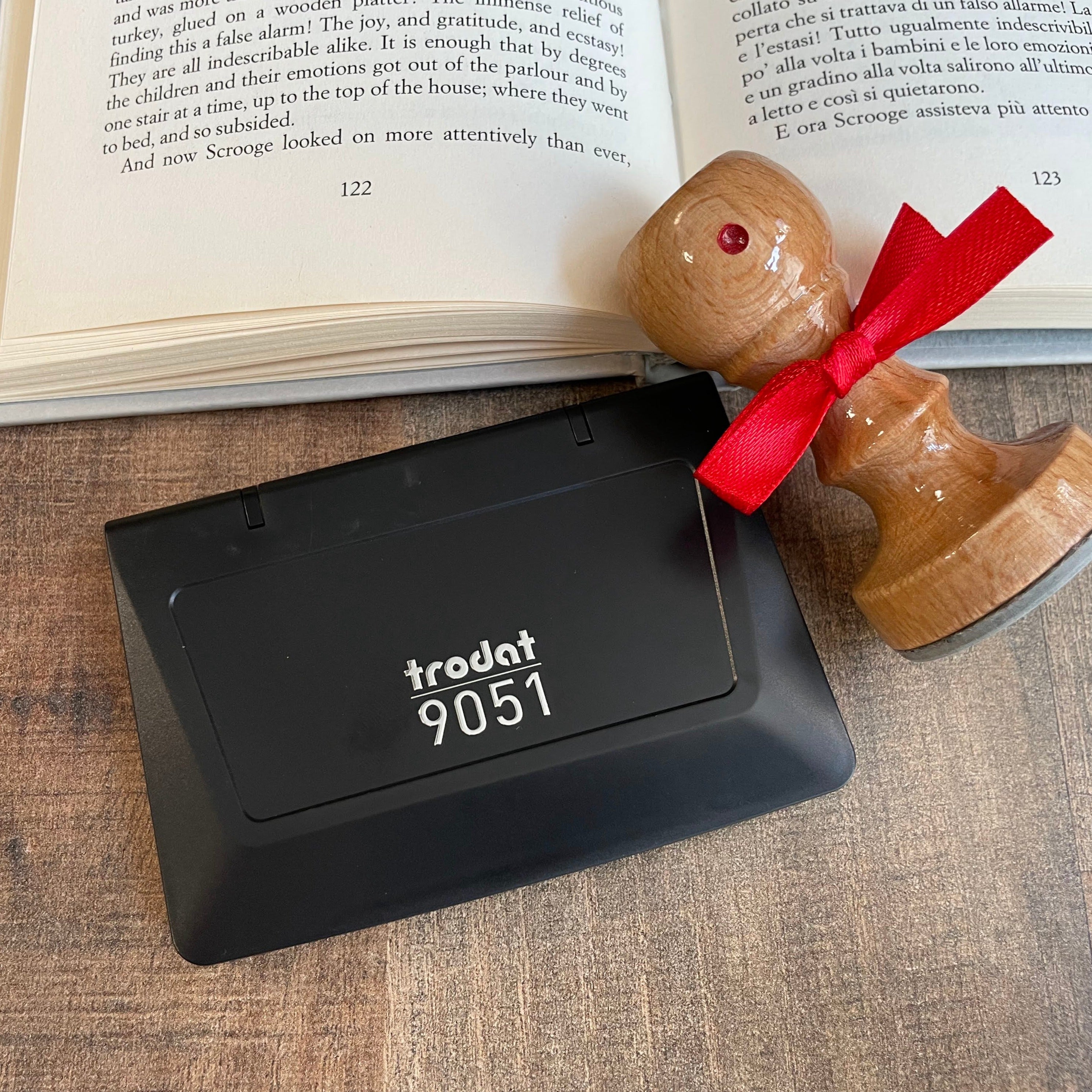 Timbro Ex Libris Quercia con Merlo - d. 40 mm