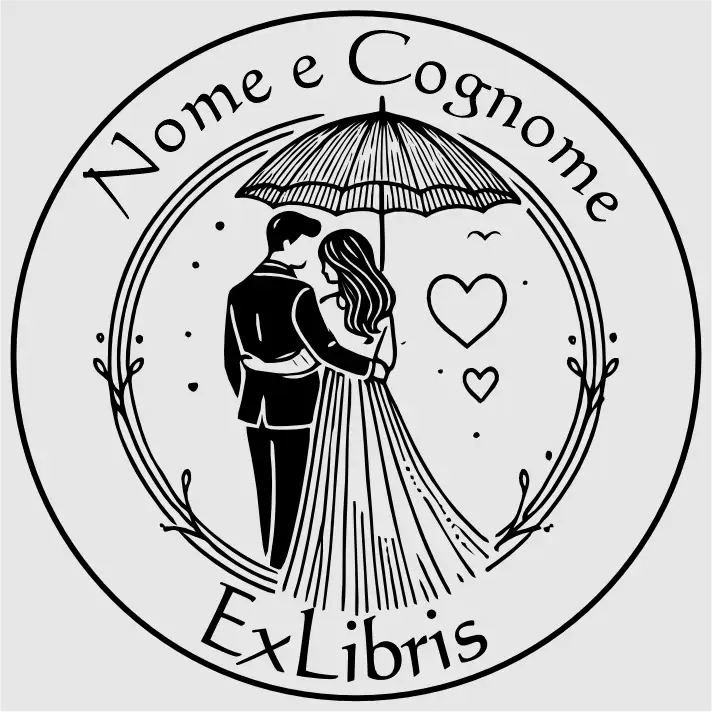 Timbro Ex Libris Innamorati - d. 40 mm
