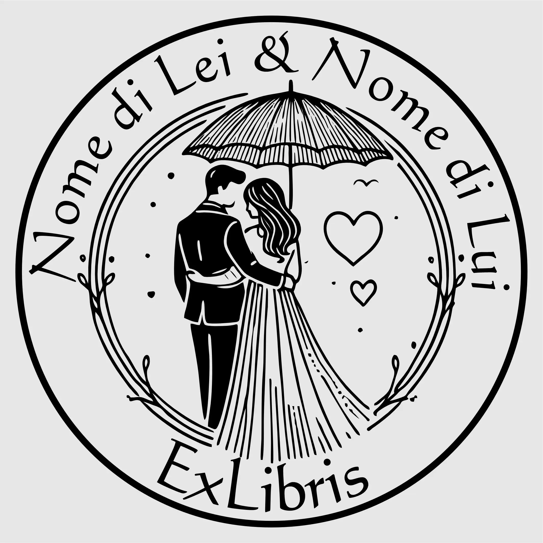 Timbro Ex Libris Innamorati - d. 40 mm