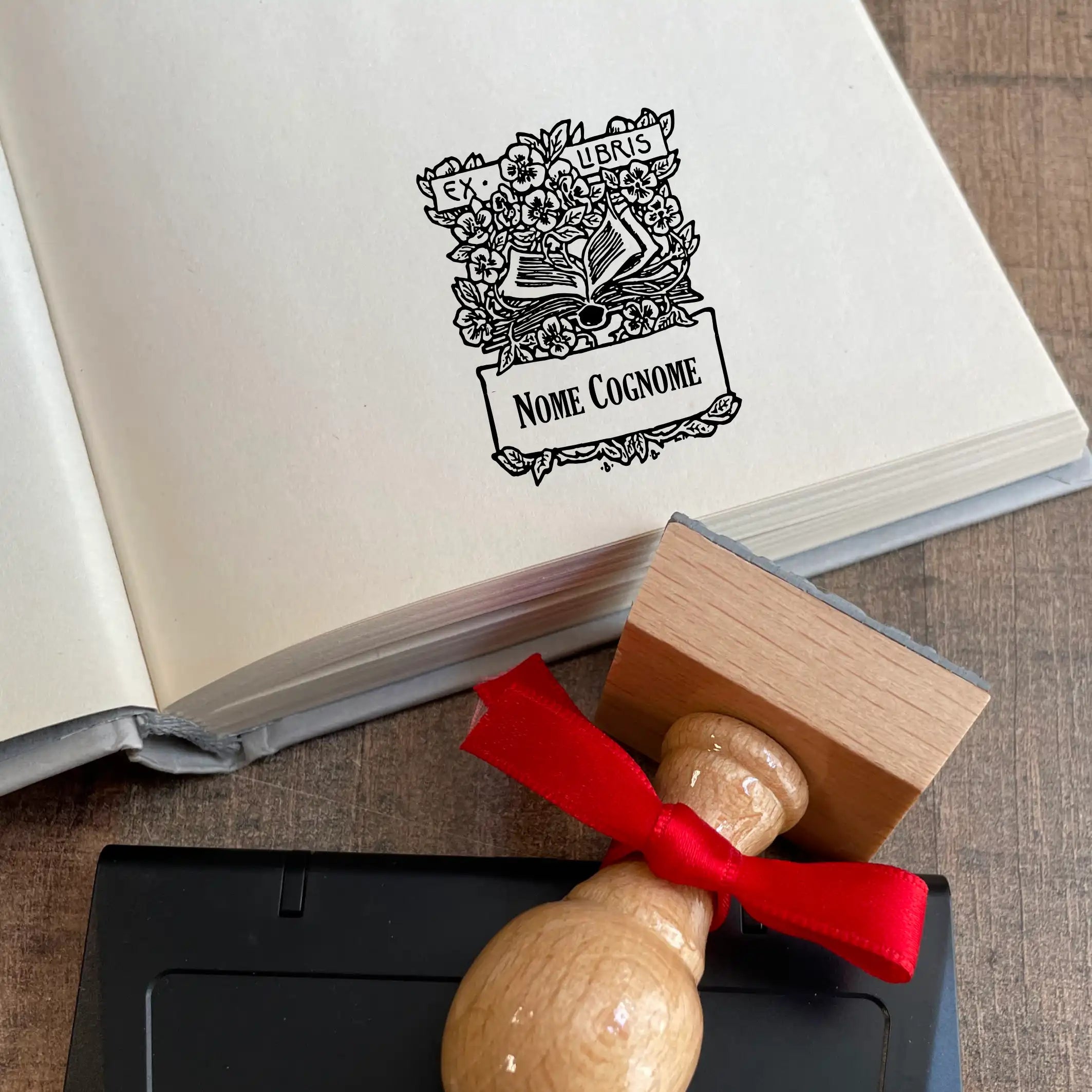 EX Libris Fiori stamp on Book - 30x40 mm
