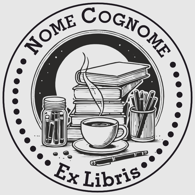 Timbro Ex Libris Pausa Caffè - d. 40 mm