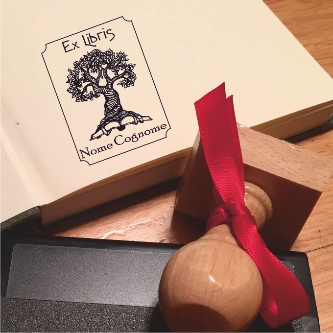 MELO Personalizzato Ex Libris Timbro in legno L'albero della vita
