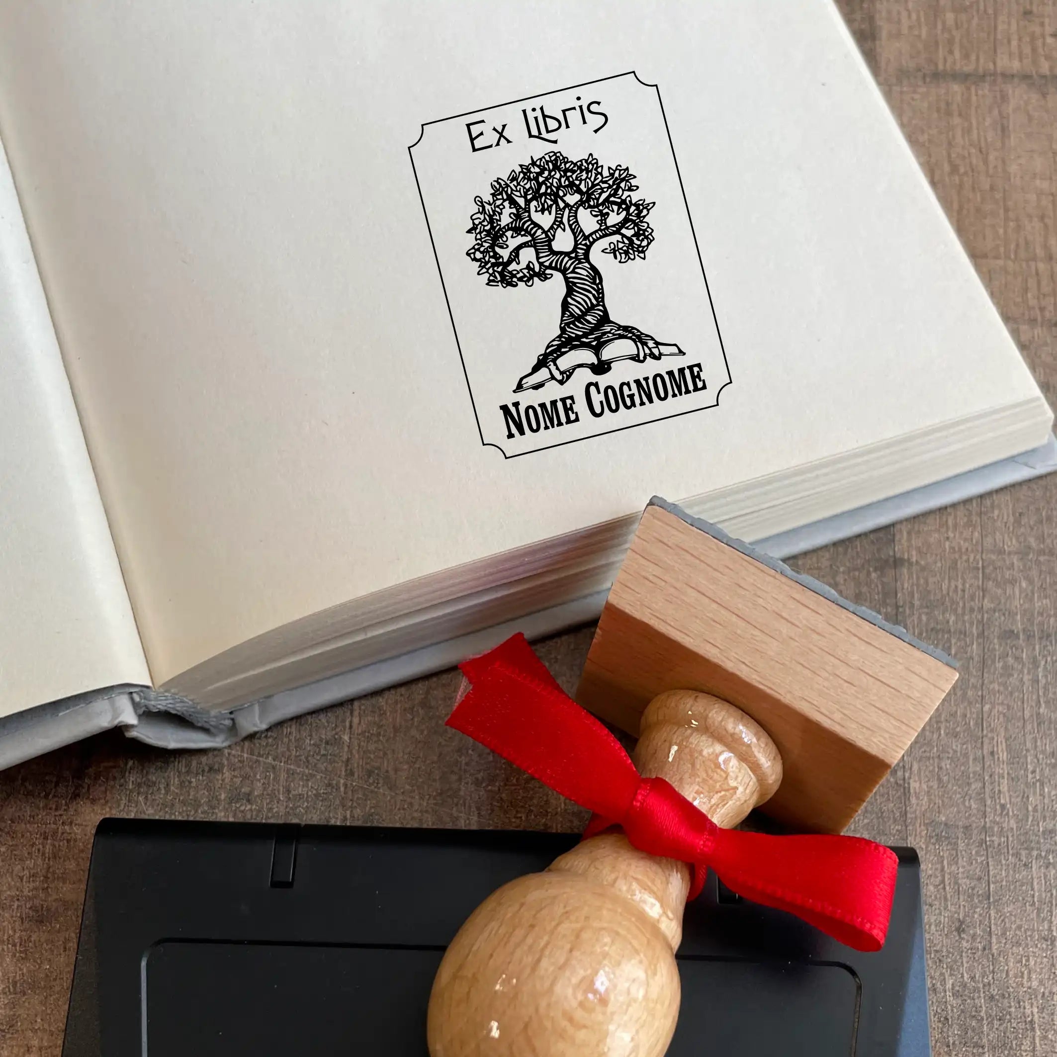 Timbro Ex Libris Albero - 30x40 mm