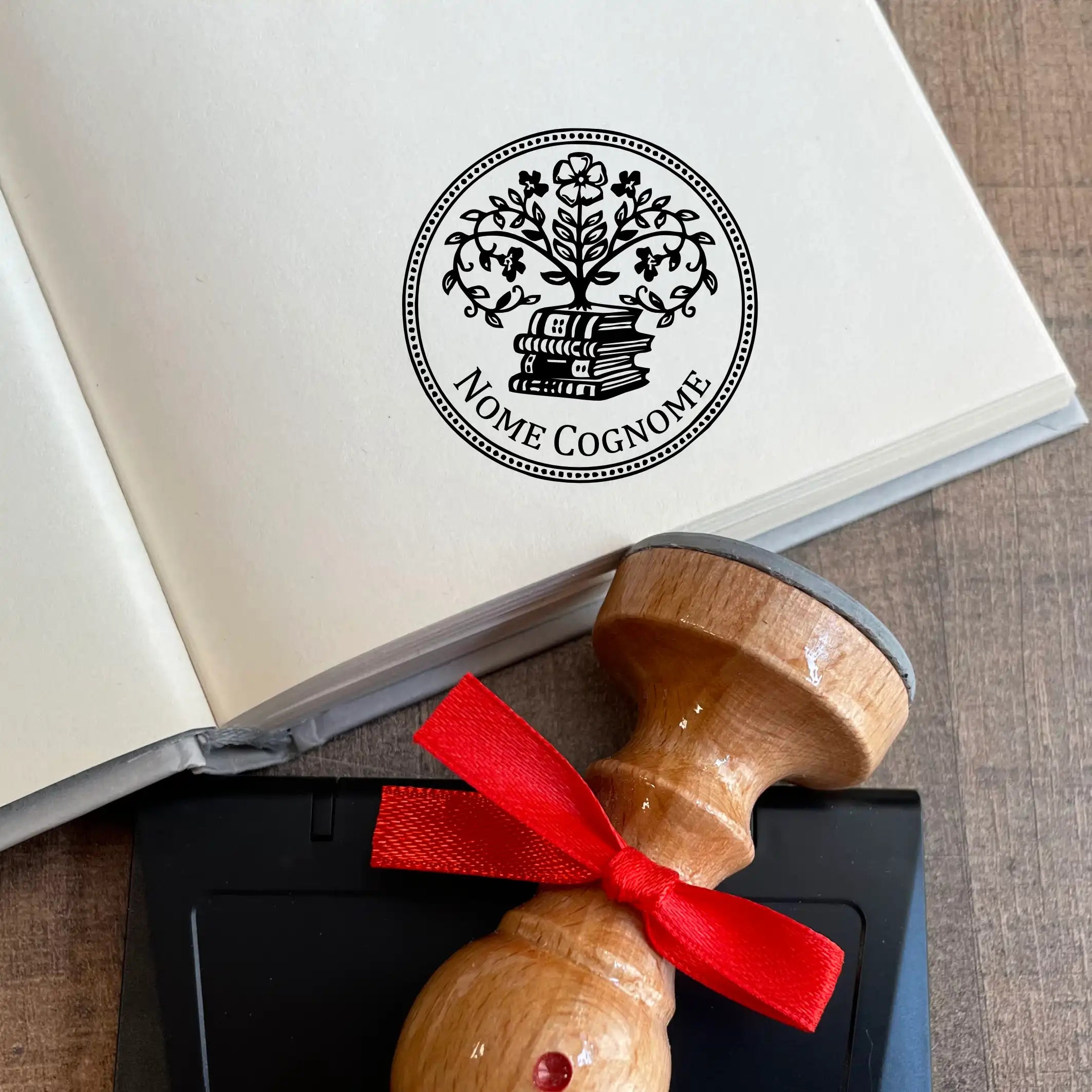 Timbro Personalizzato Per Libri In Legno - Ex Libris Con Gomma, 4 Design, Ideale Per Biblioteche, Insegnanti E Appassionati - Foto 3