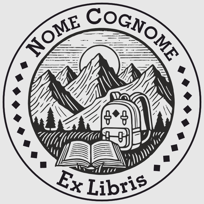 Stempel ex libris montagne - d. 40 mm