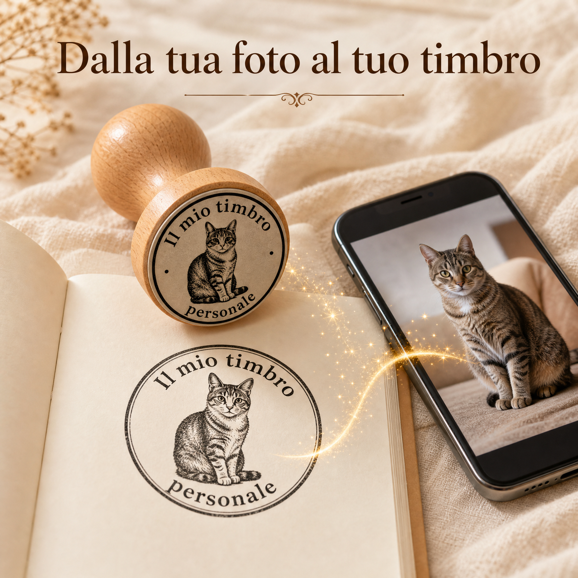 Personalized ex libris stamp - Volpe - d. 40 mm