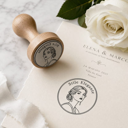 Personalized ex libris stamp - Volpe - d. 40 mm