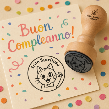Personalized ex libris stamp - Volpe - d. 40 mm