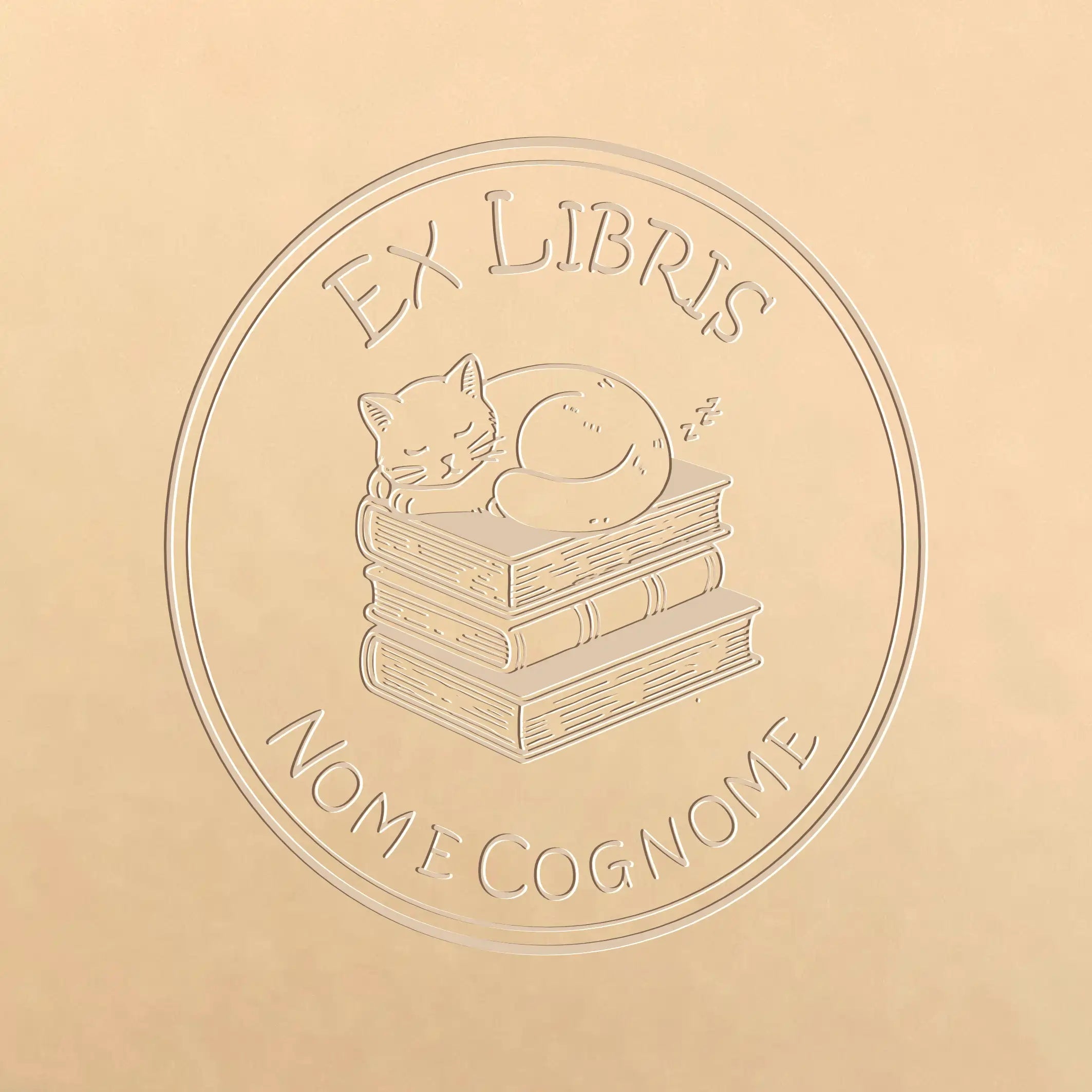 Dry Stamp ex Libris Cat en un libro