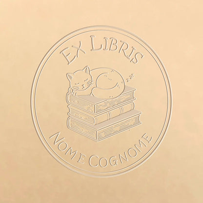 Dry Stamp ex Libris Cat en un libro