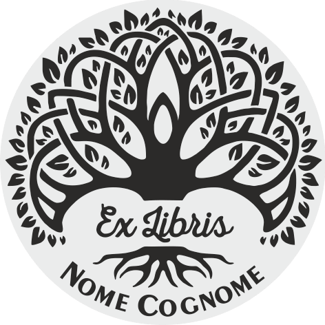 Sello personalizado Ex Libris con nombre y árbol