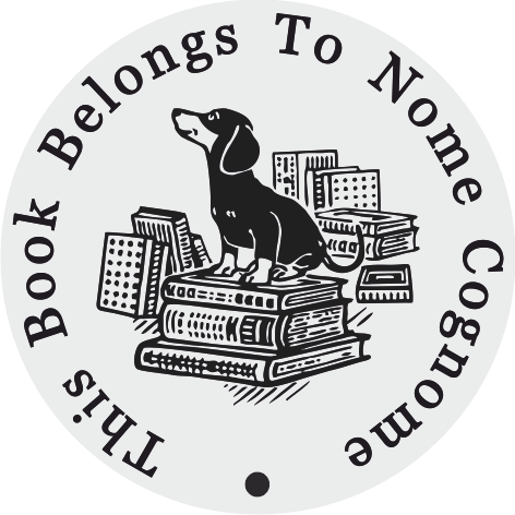 Personalized stamp with name and Ex Libris Dachshund on Books