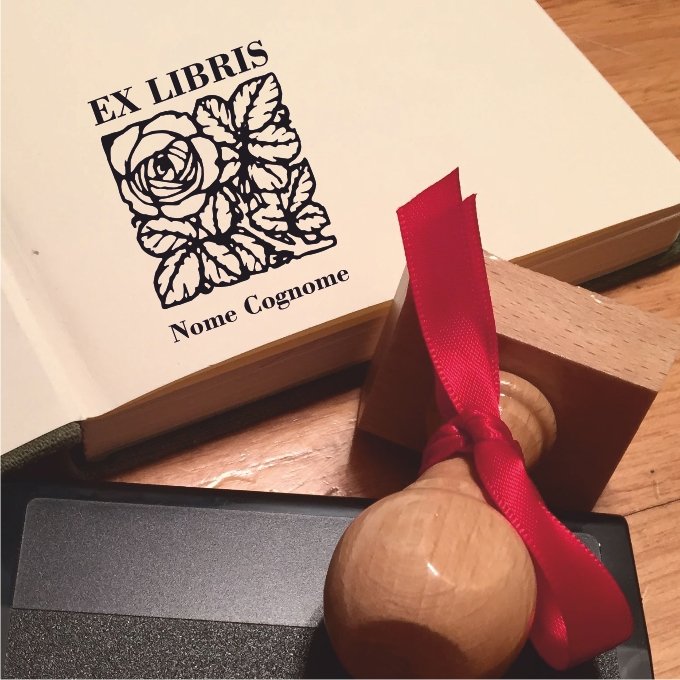 Timbro Ex Libris le Rose - 30x40 mm - timbriexlibris