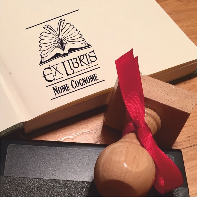 Timbro Ex Libris Libro - 30x40 mm - timbriexlibris
